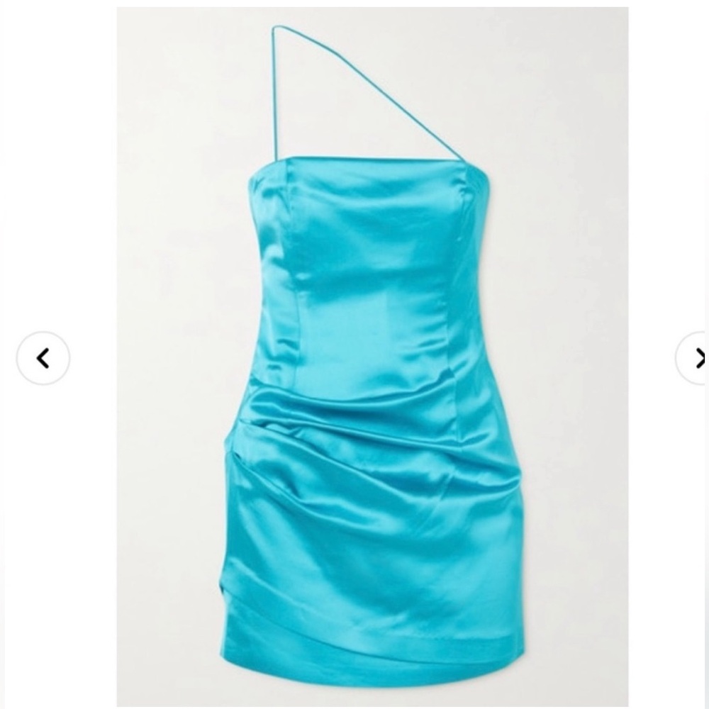 Gauge81 Pasto Satin Teal Mini Dress